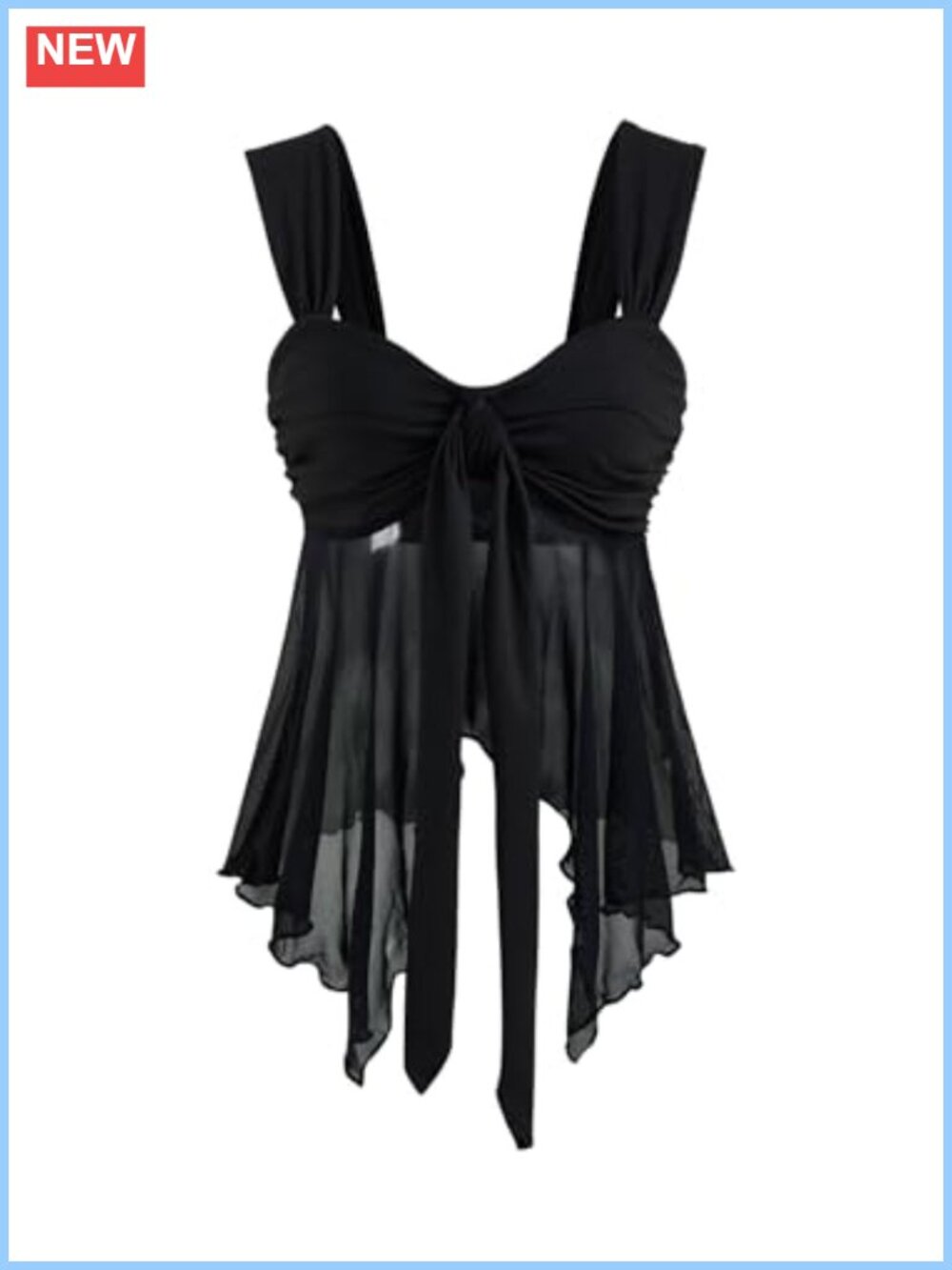 Women's Flow Y2K Style Rave Party Ruched Sheer Mesh Babydoll Tank Top Going Out